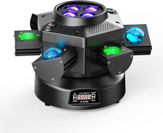 180W Moving Head LED RGBW Partylicht LED-schijnwerper Podiumverlichting dmx512 Geluidgeactiveerd lichteffect met 6 lichtarmen voor DJ Bar Verjaardag Disco Bruiloft Schijnwerper