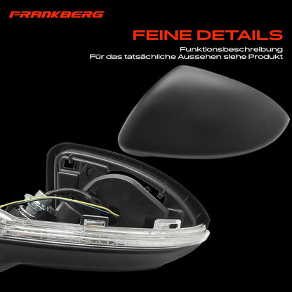 Frankberg 1 x buitenspiegel, links, elektrisch, compatibel met Golf VII 5G1 BE1 BE2 BQ1 2012-2021 Golf VII Van 5G1 2012-2017 Golf VII Variant BA5 BV5 2013-2021, vervanging # 5G0857521