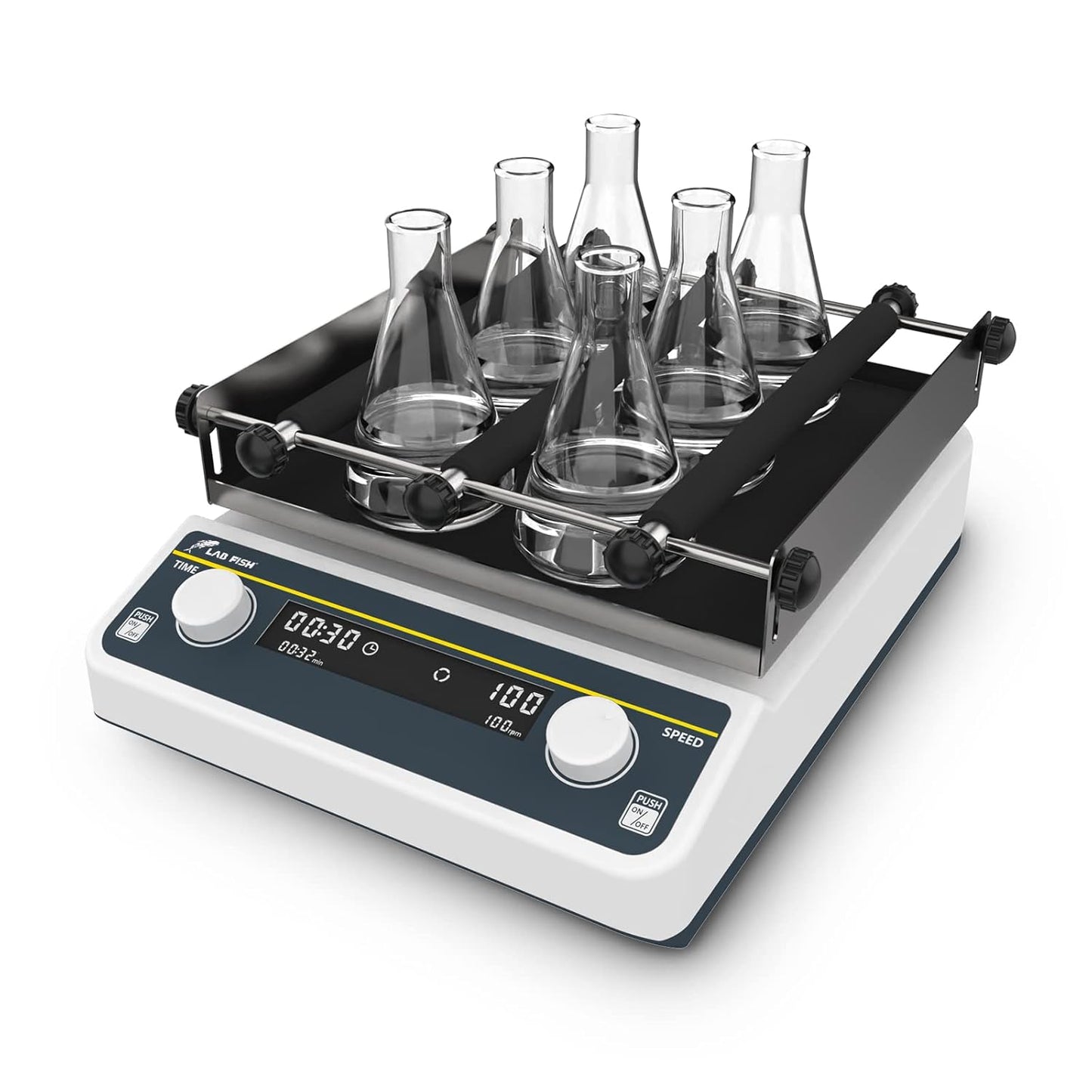 LABFISH Digitale orbitale schudapparaat, instelbare snelheid 40-200 tpm, werkblad 2 kg capaciteit, 2 kg, met timer en continue modus voor laboratorium
