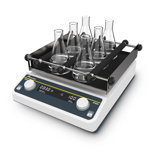 LABFISH Digitale orbitale schudapparaat, instelbare snelheid 40-200 tpm, werkblad 2 kg capaciteit, 2 kg, met timer en continue modus voor laboratorium