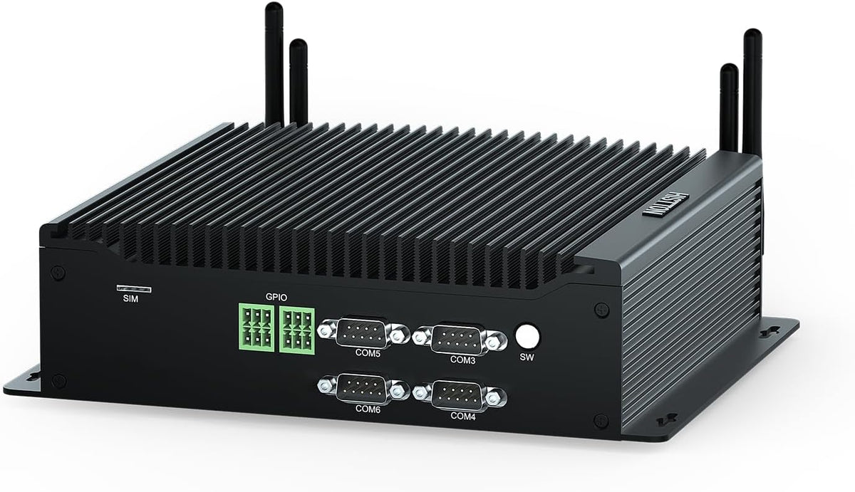 HISTTON Mini PC Zonder Ventilator Core i7-10710U, DDR4 16GB RAM 512GB M.2 SSD, Industriële PC Met 6 RS232 COM, HD+DP+Typ-C Drievoudig Display, 2LAN/8USB/WiFi5/BT4.2, Mini Computer Windows 11 Pro
