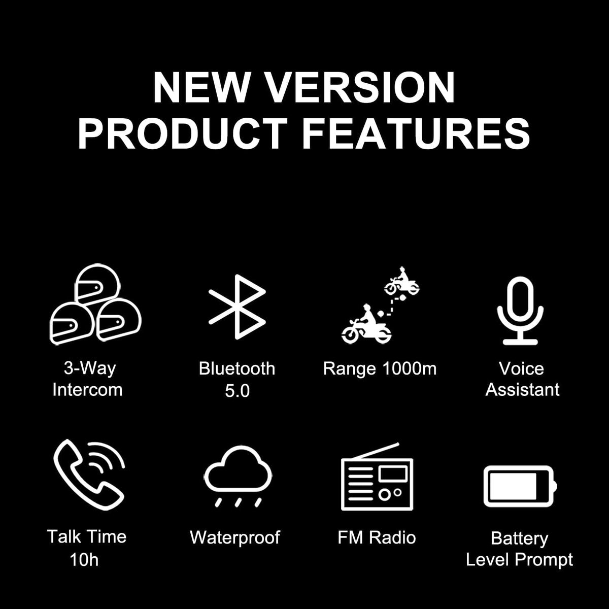 2x BT-S2 Helm Bluetooth-headset, BETOWEY Motorfiets-intercom Bluetooth-communicatiesysteem Interphone voor Paardrijden, Skiën