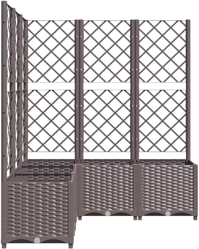 Gecheer Corner Planter with Trellis Polypropylene Brown 120 x 120 x 136 cm with Trellis - QUORE