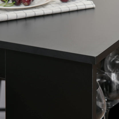 HOMCOM bar table modern dining table desk with 3 storage surfaces black chipboard 112 x 57 x106 cm - QUORE