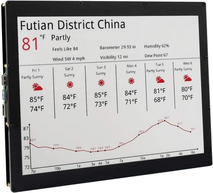 Waveshare 12.48inch E-Ink Display Module 1304×984 Resolution with Embedded Controller SPI Interface Red/Black/White Three-Color E-Paper Display Screen