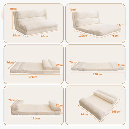 MAXYOYO Bean Bag Bed Folding Sofa Bed Mattress for Adults, Extra Thick 6 Way Floor Sofa for Bedroom Living Room, Beige, 75x240cm
