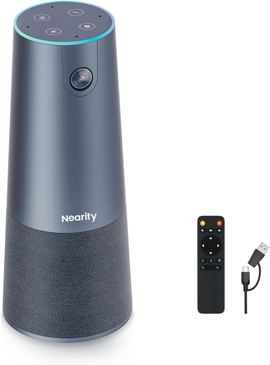NEARITY C45 2K Webcam voor videoconferenties met luidspreker en microfoon, all-in-one videocamera met ruisonderdrukking, FHD 5X Zoom AI Auto-Framing Plug-and-Play voor Zoom/Teams/Google Meet