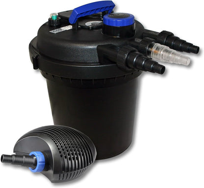 SunSun vijverfilterset voor 6000 l met UVC 11 W, ECO-pomp 20 W vijver drukfilter set