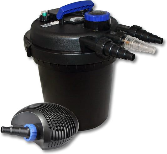 SunSun vijverfilterset voor 6000 l met UVC 11 W, ECO-pomp 20 W vijver drukfilter set