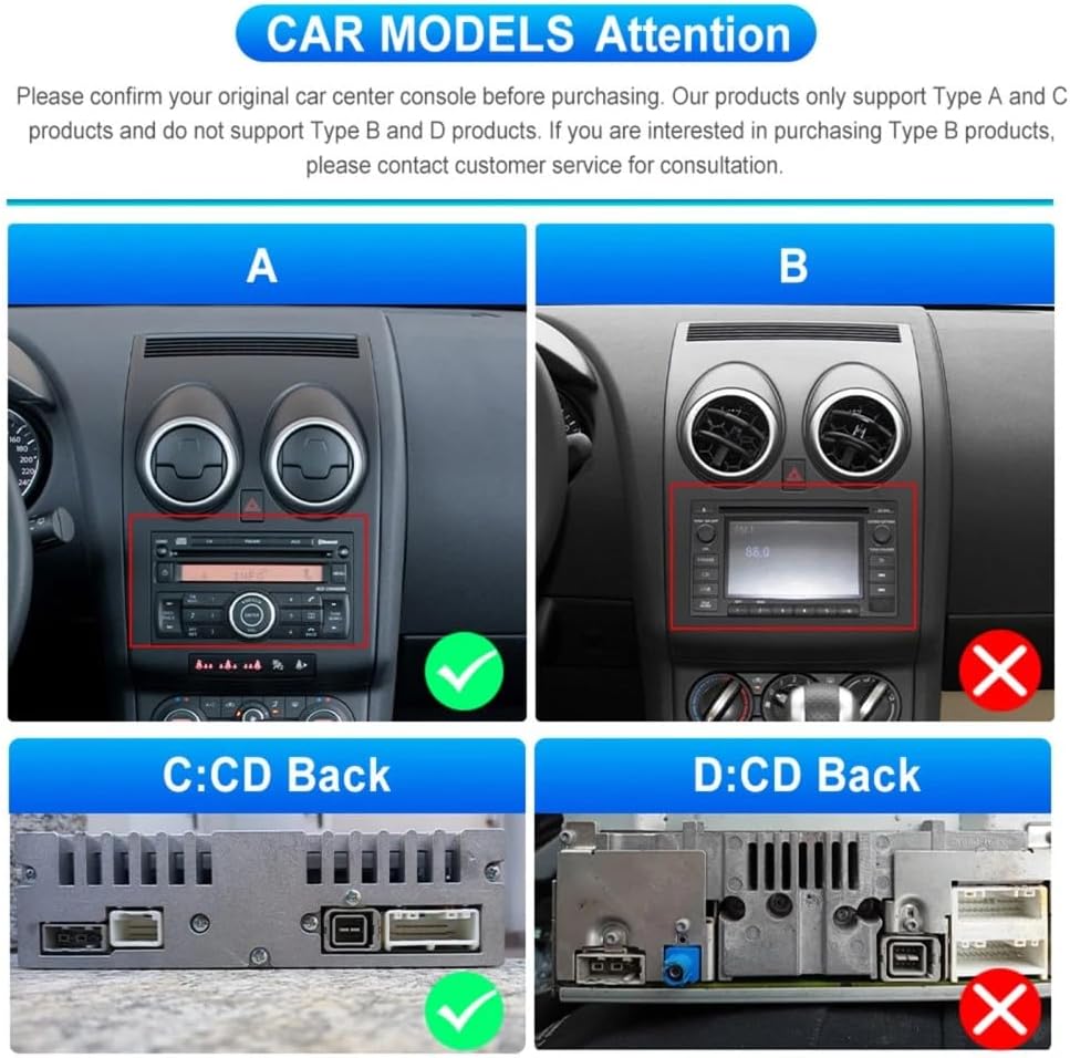 Android 14 autoradio voor Nissan Qashqai J10 2007-2016, 2 DIN Radio met CarPlay Android Auto navigatie wifi 9-inch IPS-touchscreen met Bluetooth FM/RDS + achteruitrijcamera Mirror Link 2+32G