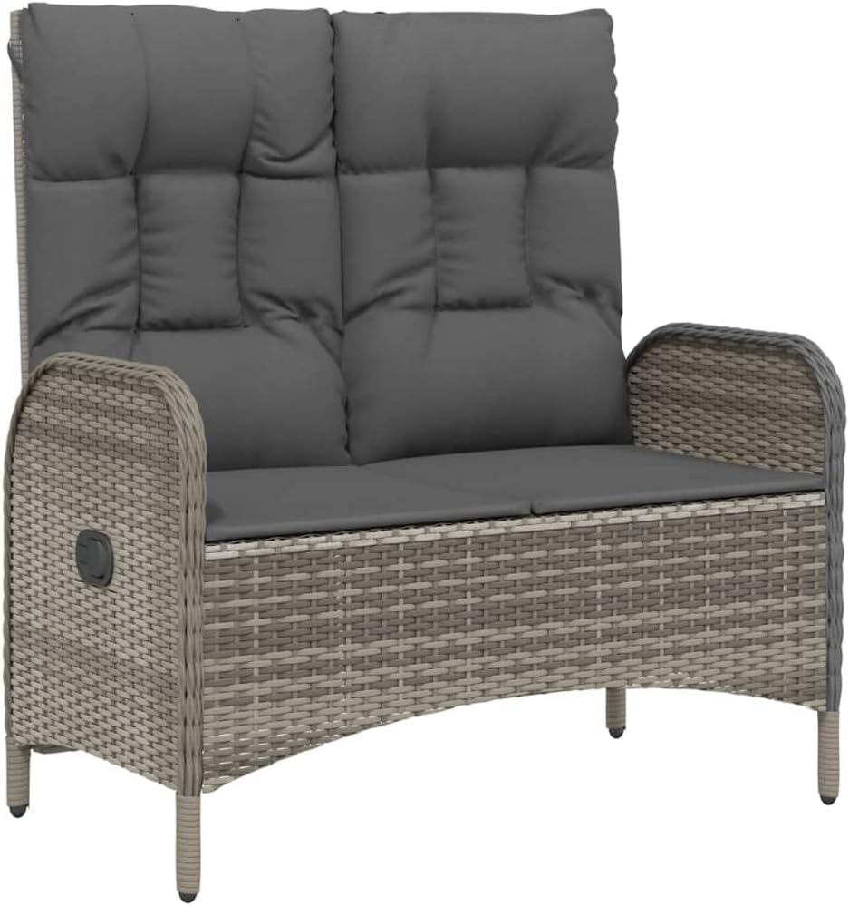 vidaXL 3-piece Garden set with cushions poly rattan grey - QUORE