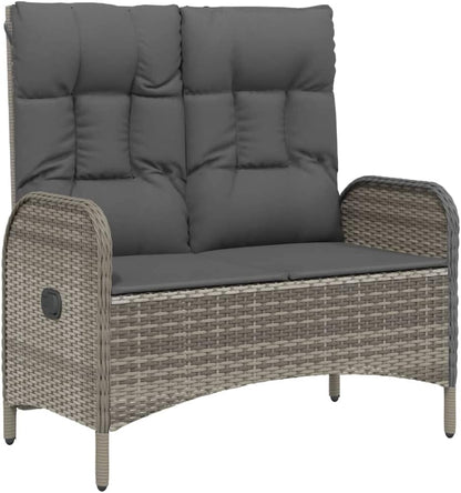 vidaXL 3-piece Garden set with cushions poly rattan grey - QUORE