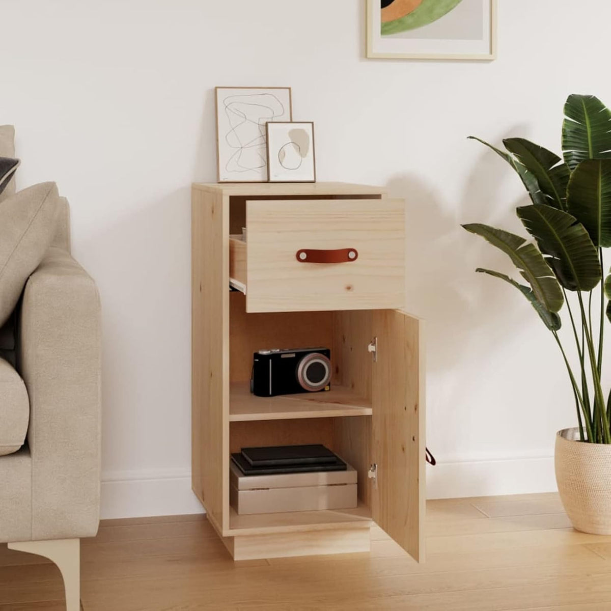 Sideboard Living Room Cabinets Living Room Oblique Storage Cabinet Sideboard 34x40x75cm Solid Wood Pine - QUORE