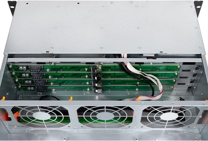 UNYKAch HSW4416 ATX 19" 3U Hot Swap Rack-behuizing (HSW4416 ATX), 16 x 3,5 inch of 2,5 inch schijfbays, 4 x 80 mm ventilatoren, 2 x 60 mm, 1 x USB 2.0, 1 x USB 3.0