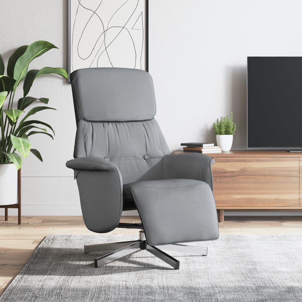 Relaxfauteuil – Verstelbare Fauteuil – Leunstoel – Draaifauteuil – Relaxstoel – Lichtgrijs – 360° Draaibaar – Handmatig Verstelbare Rugleuning en Voetensteun