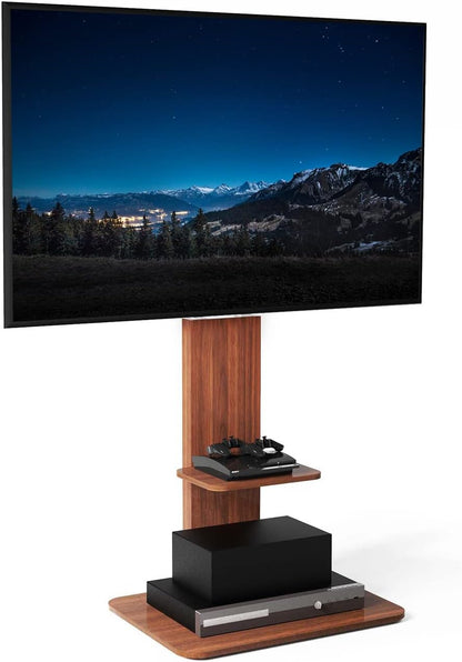 unho Tv-standaard van hout, in hoogte verstelbaar, televisiehouder met plank, universeel voor 32"-65", VESA 600x400mm, tot max. 40kg
