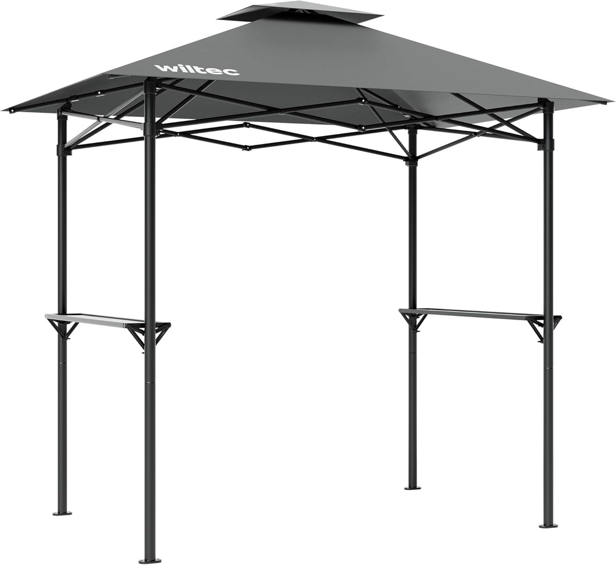 Wiltec BBQ-paviljoen barbeque grillpaviljoen rookafvoer met 2 platen, 2,45 x 1,52 m grijs