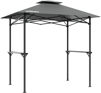 Wiltec BBQ-paviljoen barbeque grillpaviljoen rookafvoer met 2 platen, 2,45 x 1,52 m grijs