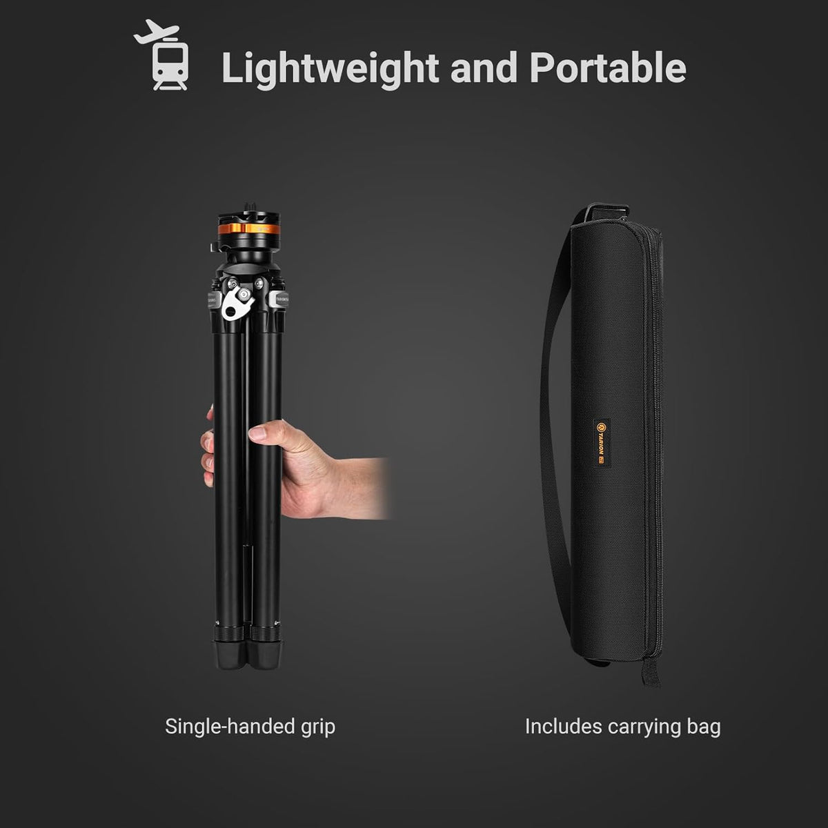 TARION Compact reisstatief voor camera: draagbare lichtgewicht camerastatief voor backpacken, uniek komstatief + kogelkop Quick Release Systeem, aluminium fotografiestatief 60in/152 cm hoog QOBRA