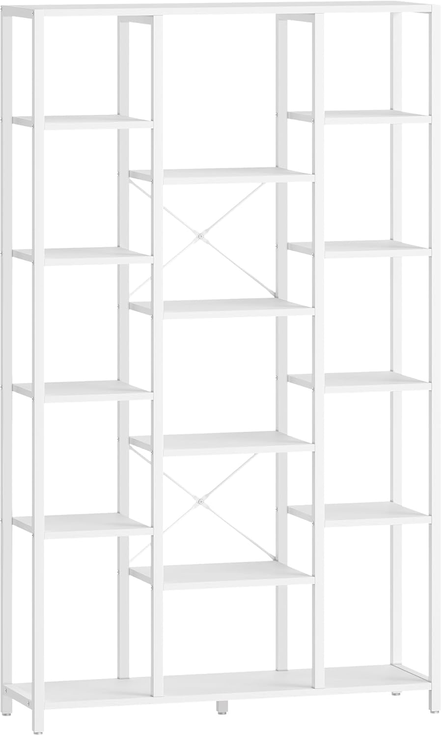 Hzuaneri Bookcase, 6 Tier Standing Shelf, 15 Shelves, Adjustable Open Shelves, for Living Room, Office, Bedroom, 30 x 100 x 170 cm, White, BC15013W