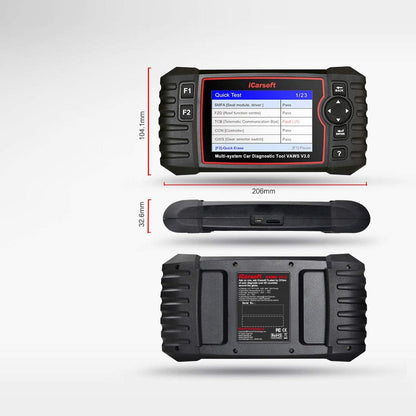 iCarsoft VAWS V3.0 professioneel en krachtig diagnostisch apparaat voor Audi/VW/Seat/Skoda-voertuigen met OBD II, scherm 10 cm/4,0 inch TFT LCD