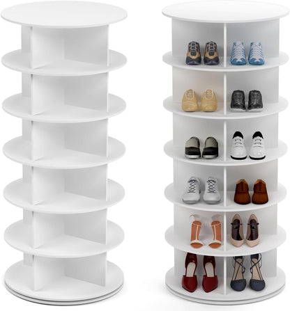 360° Draaibare Schoenenkast – Schoenenrek – Opbergrek – Draaibaar Rek – Accessoirekast – 6 Etages – Duurzaam PVC – Ruimtebesparend Verticaal Ontwerp