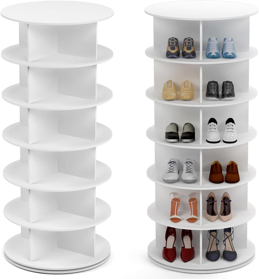 360° Draaibare Schoenenkast – Schoenenrek – Opbergrek – Draaibaar Rek – Accessoirekast – 6 Etages – Duurzaam PVC – Ruimtebesparend Verticaal Ontwerp