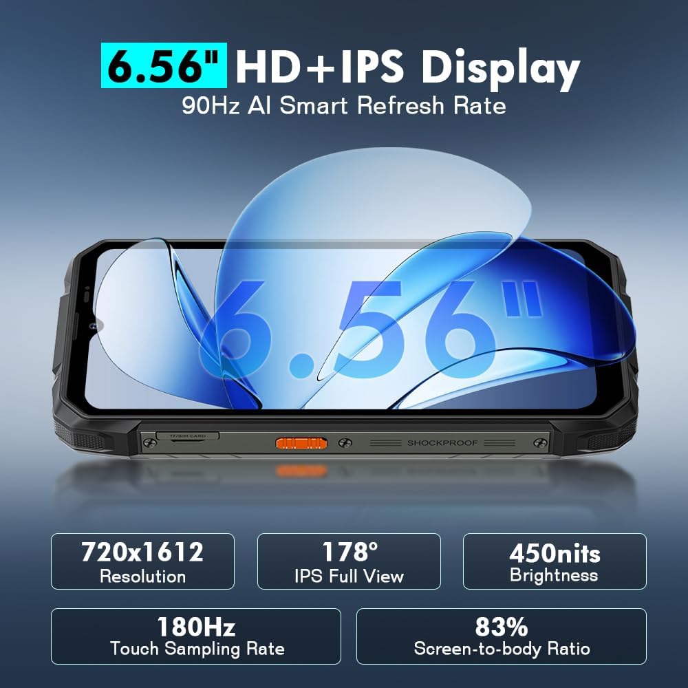 Blackview Rock 1 Android 16 Outdoor mobiele telefoon zonder abonnement, 24GB + 256GB/2TB Outdoor Smartphone Gemini AI, 15000mAh, 20MP + 16MP, 6,56" HD+ Dual Pantalla, IP68 waterdichte