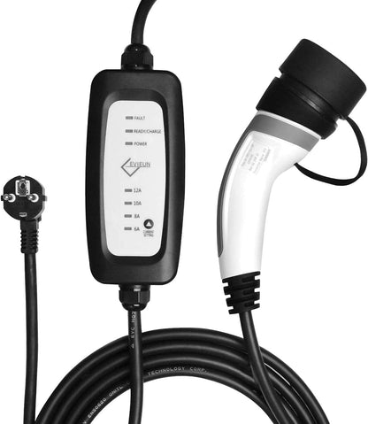 EV Oplader Type 2 3,6kW 7M 1-fase | Schakelbaar 6A-16A | Type 2 Laadkabel Schuko Compatibel met O.a. ID.3/ID.4, Model 3/Y, ZOE, e-208, Spring en Andere Elektrische Auto's en PHEV's