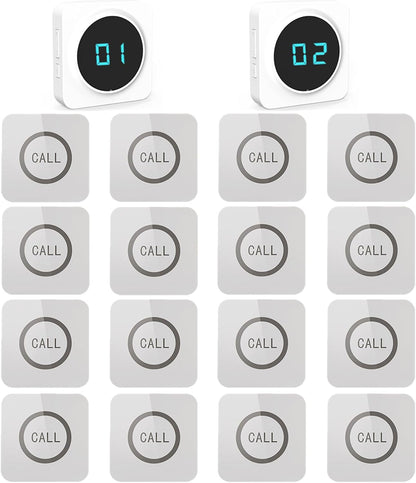 ALIBELL Draadloos oproepsysteem voor restaurant, calling systeem, 2 digitale led-display-ontvangers en 16 Beeper Pager voor restaurant, verbetering van de servicekwaliteit