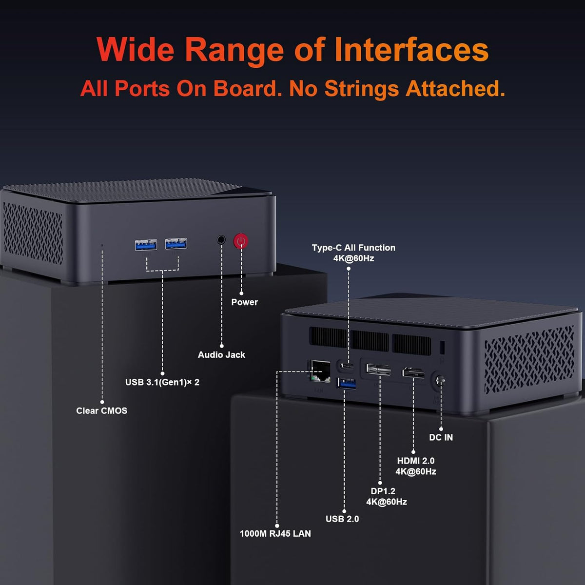 AWOW Mini PC, AMD Ryzen Embedded R2514 (4 cores, tot 3,7 GHz), 16 GB DDR4, 512 GB PCIe 3.0 SSD, Radeon Graphics, 4K-display 1000 M LAN, WiFi 5