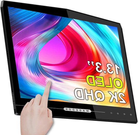 13.3 Inch 2k OLED Portable Monitor Touch Screen, 54000:1, Freesync QHD IPS, 100% DCI-P3 1ms Portable Monitor for Laptop, Smartphone, Game Consoles, etc. - QUORE