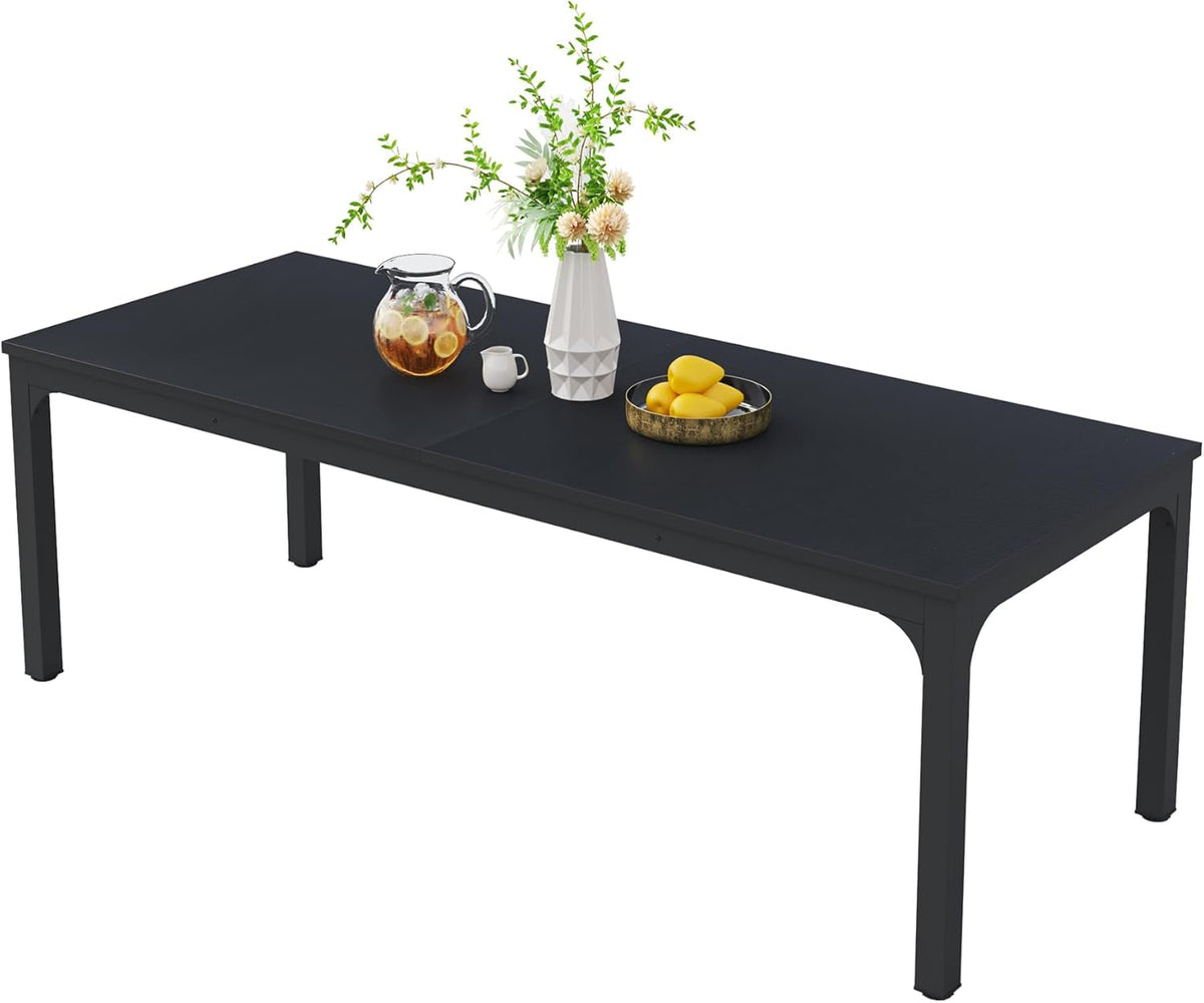Tribesigns Dining Table for 6 to 8 People, Rectangular Kitchen Table with Sturdy Metal Legs for Living and Dining Room, Industrial Design, 200 x 70 x 75 cm, Black