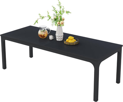 Tribesigns Dining Table for 6 to 8 People, Rectangular Kitchen Table with Sturdy Metal Legs for Living and Dining Room, Industrial Design, 200 x 70 x 75 cm, Black