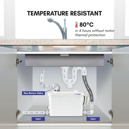 Aquamatix Maceratorpomp 400W Sanitaire Rioolpomp 100L/min 3 inlaten voor Muurbevestigde Toiletten 7m Verticale Pompafstand met Koolstoffilter