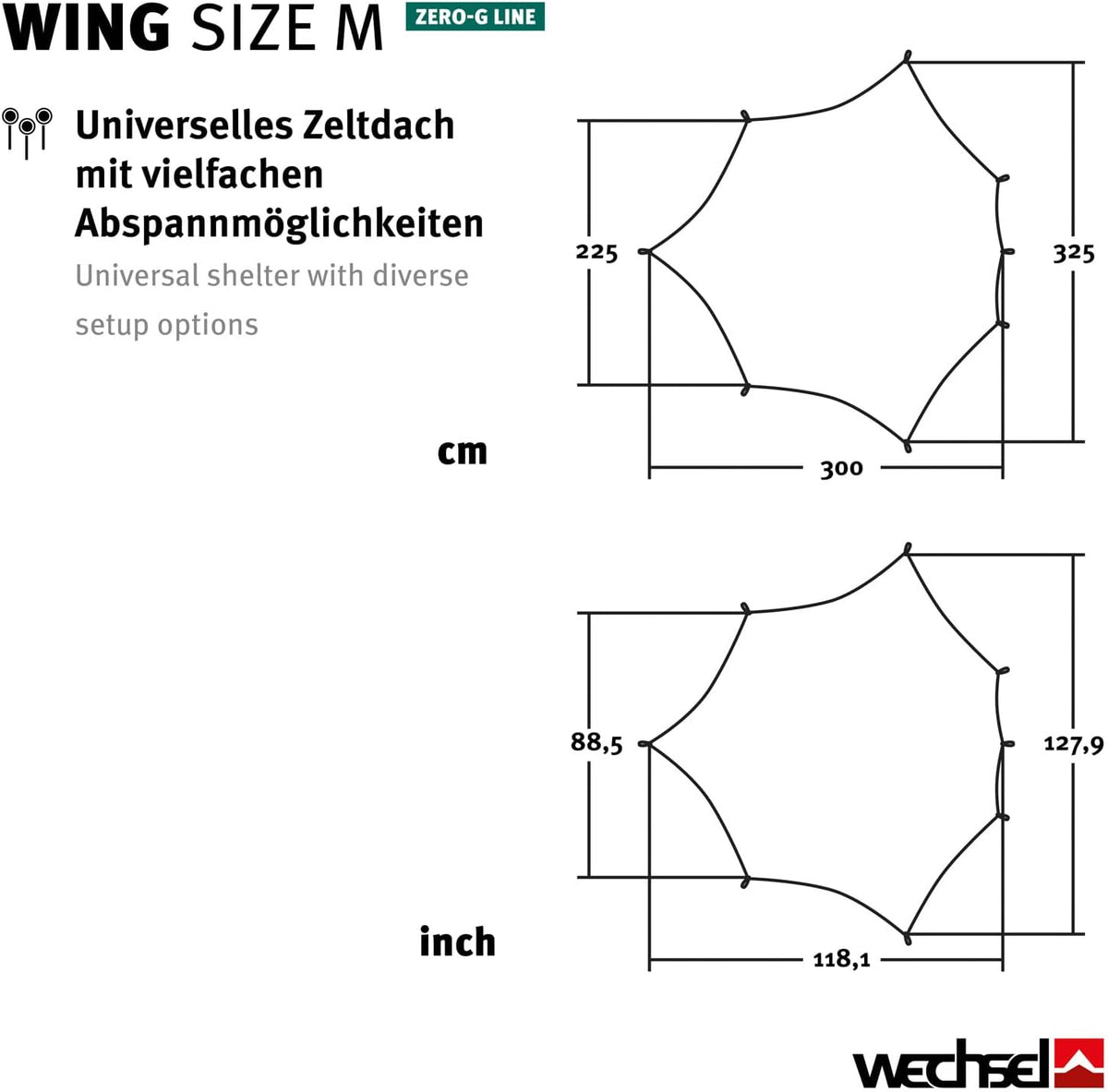 Wechsel Tents Wing M - Ultra-Lichtgewicht Bescherming Luifel voor Camping Tent - Weerbestendige Zeil - Groen (Zéro-G Line)