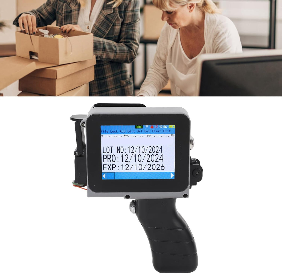 Barcode-datumprinter, draagbare inkt-straal-printer, 4,3-inch touchscreen-handprinter voor tekst-QR-code-afbeelding