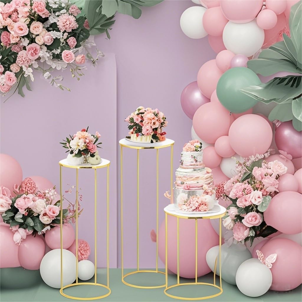 Metalen Cilinder Voetstuk Stand – Taartstandaard – Displaystandaard – Bloemenstandaard – Decoratiestandaard – Set Van 3 Stuks – Eenvoudig Te Monteren