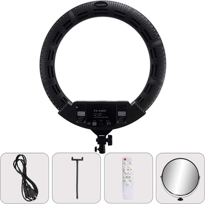 22 inch 100W LED ringlamp licht kits:handtas,statiefstandaard,infrarood afstandsbediening en 3 bases van de telefoon beugel,voor make-up portret Selfie YouTube verlichting (zwarte kleur)