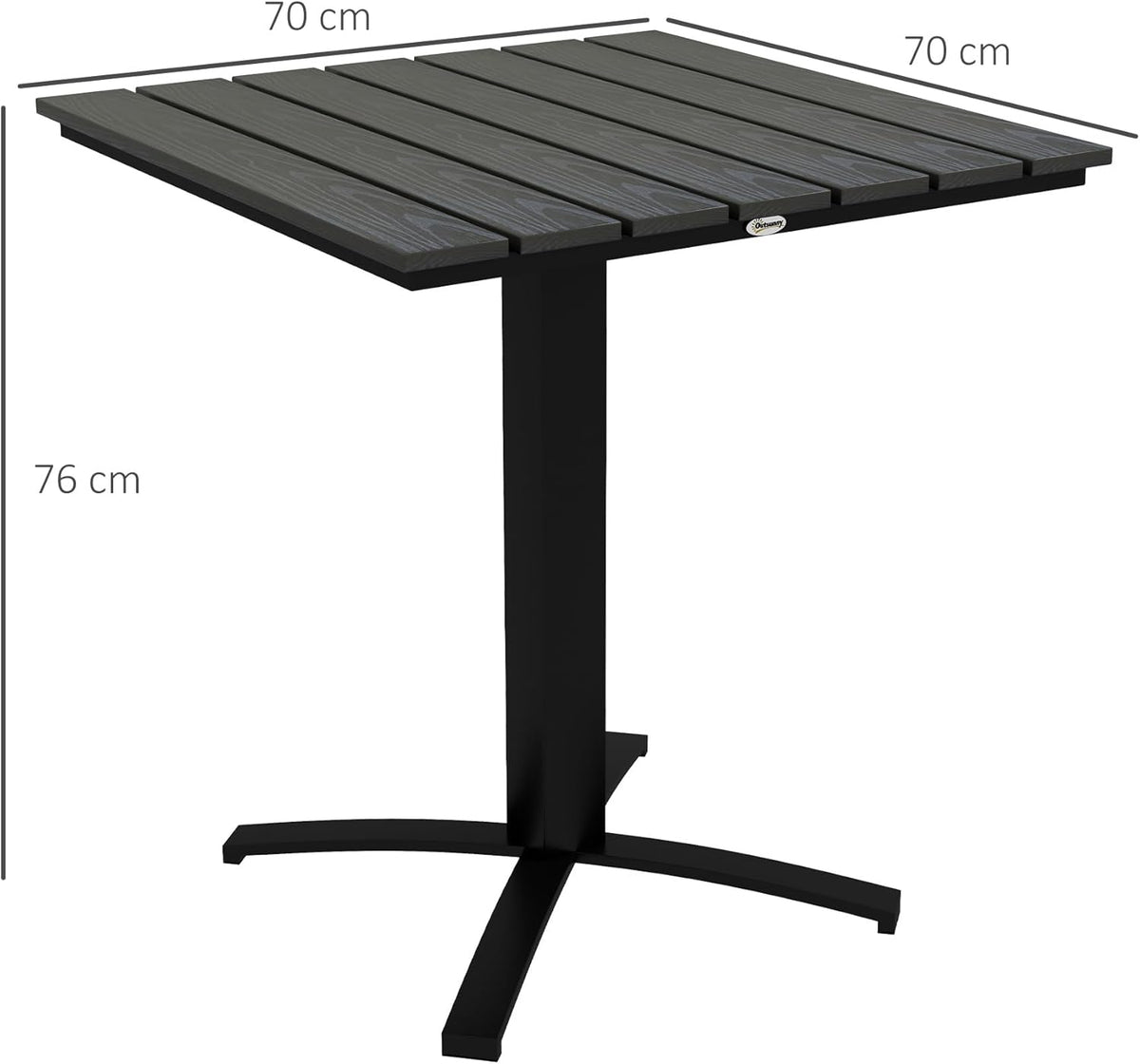 Tuintafel – Balkontafel – Terrastafel – Tuinmeubel – Eettafel – Grijs – Houtlook Kunststof Blad – Lichtgewicht Aluminium Frame