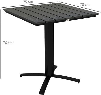 Tuintafel – Balkontafel – Terrastafel – Tuinmeubel – Eettafel – Grijs – Houtlook Kunststof Blad – Lichtgewicht Aluminium Frame