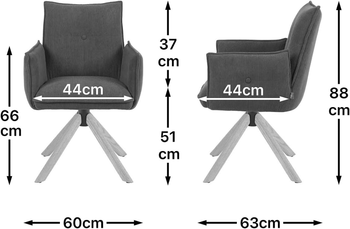Draaibare Eettafelstoel – Eetkamerstoel – Stoel – Zithoekstoel – Draaistoel – Crèmekleurig – 360° Draaibaar Frame – Geolied Eikenhout