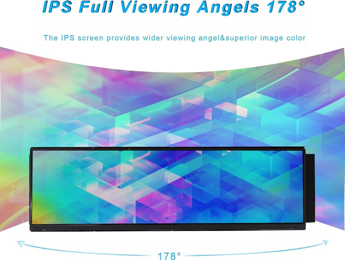 VSDISPLAY PC Case Display voor Y60 Computer Box, 12.6 inch 1920X515 IPS eDP LCD Monitor Scherm, met 2Video Poort