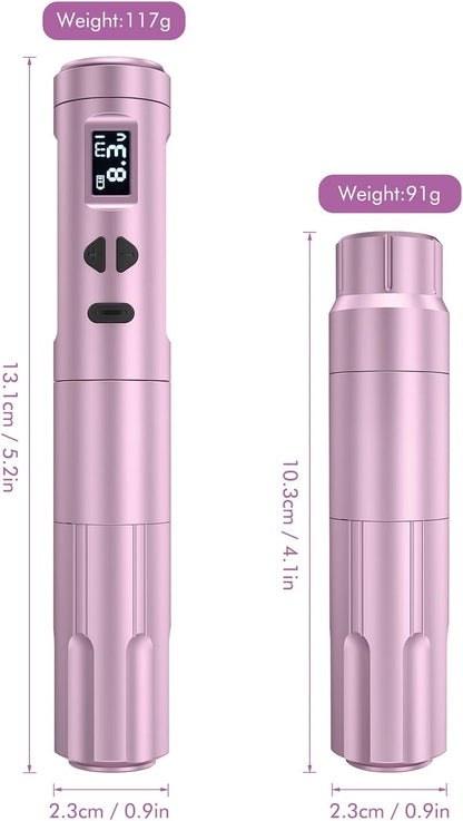 TATELF Draadloze Tattoo Kit, Professionele Permanente Make-upmachine met 2 stks Batterijen 10 stks Cartridges Naalden Permanente Make-up Tattoo Pen voor Beginners