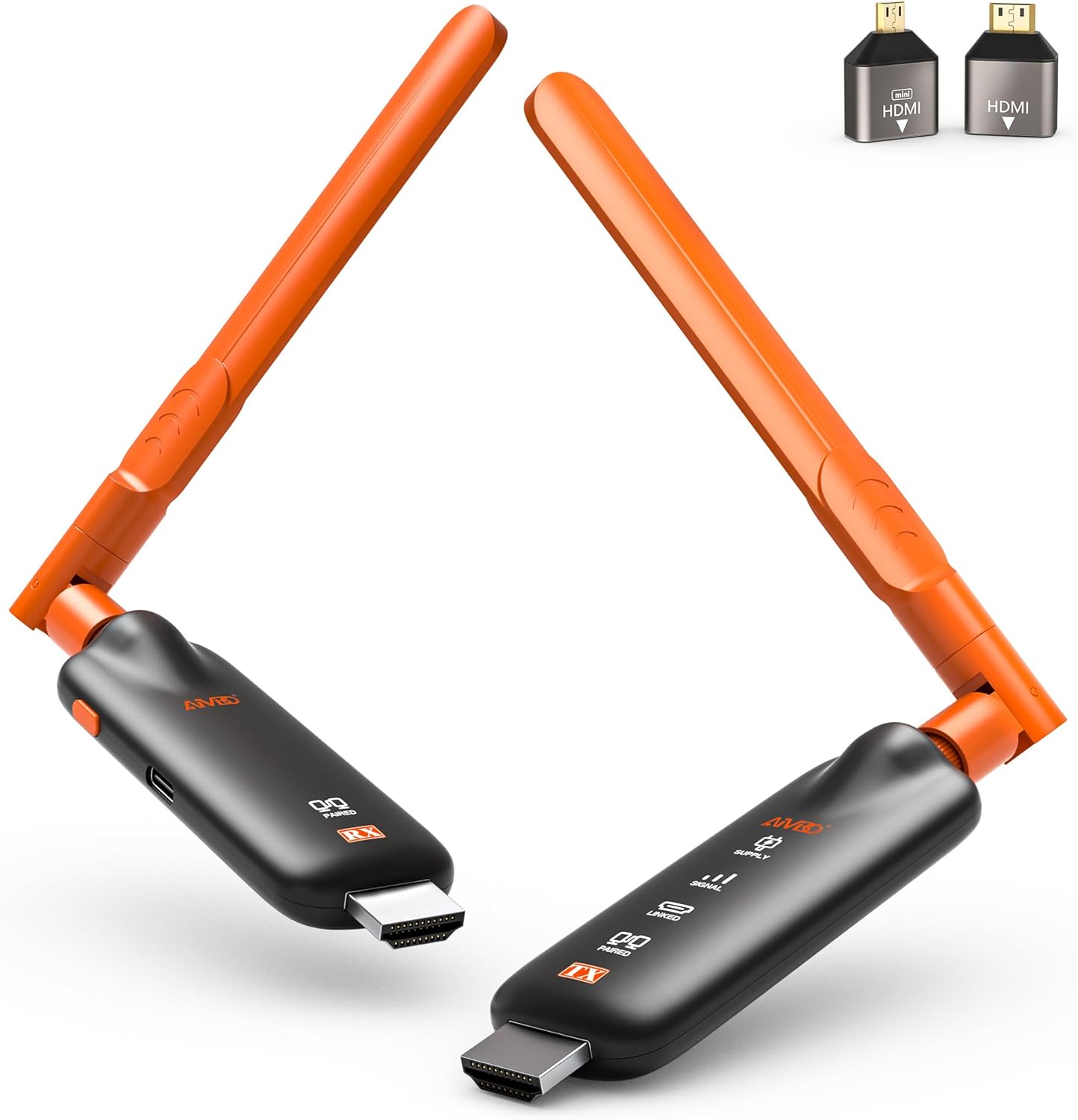 AIMIBO Draadloze HDMI-transmitter en ontvanger 4K Decoding 5,8G – HDMI-functie, HD videostreaming tot 50 m vanaf laptop, pc, tv-box, camera op meerdere tv, beamer en monitor – 50 m
