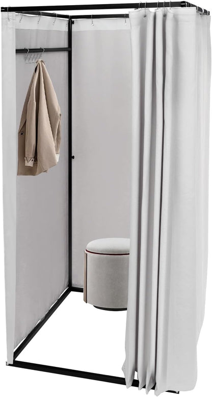 OUKANING Mobile Dressing Cabin, Freestanding, 100 x 100 x 200 cm, Portable Floor Standing Dressing Room, Privacy Screen for Clothing Shopping Malls, Office, Garden, Outdoor, Grey - QUORE