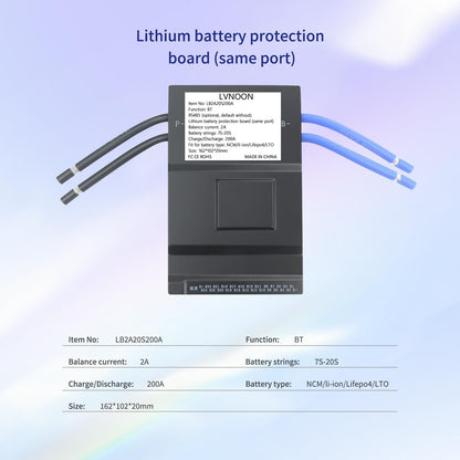 LB2A Smart Active Balancer BMS voor Li-ion NCM LFP LiFePo4 LTO Battery Management System 3S tot 24S 150A 200A 300A met APP Control 12V 24V 48V 60V 72V 84V (200A, 7-20S)