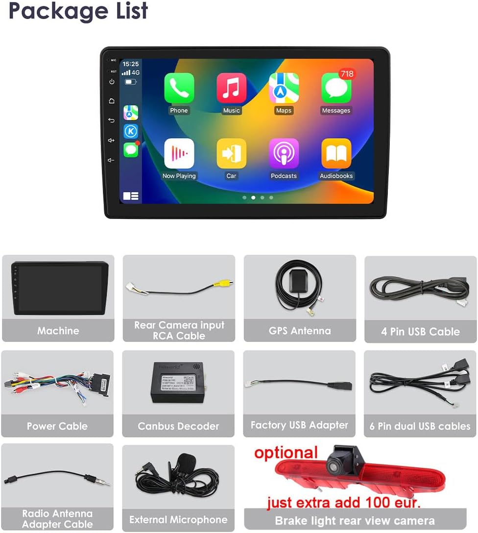 9''GPS Navigator Autoradio met CarPlay & Android Compatibel met Toyota Proace/Citroen Berlingo B9 Mk2 MK3/Opel Combo/Limousine X19 K9/Peugeot Partner Tepee/Rifter (A Navigator)
