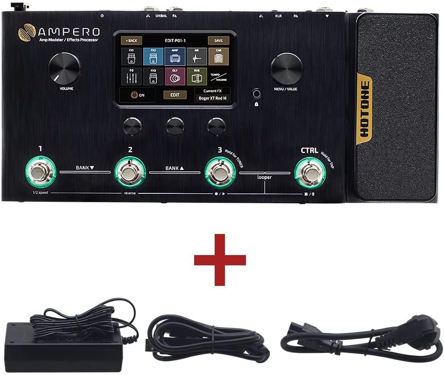 Multi-effectpedaal voor Gitaar, Bas en Akoestisch – Gitaar Effectpedaal – Bas Effectpedaal – Effectprocessor – Amp Modeler – 242 Effecten, 64 Amp-Modellen – 4-Inch Touchscreen, USB Audio Interface