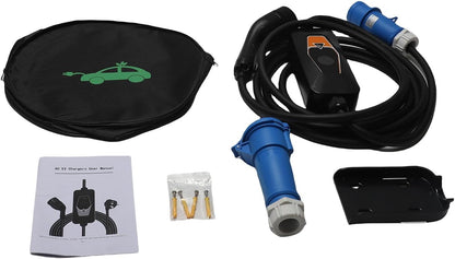 Type 2 EV oplader, 7 kW, 6 A/8 A/10 A/13 A/16 A/24 A/32 A, instelbaar, 5 m oplaadkabel, driefasig, draagbare mobiele wandbox met app-besturing voor toegang op afstand en voorkeuze van de